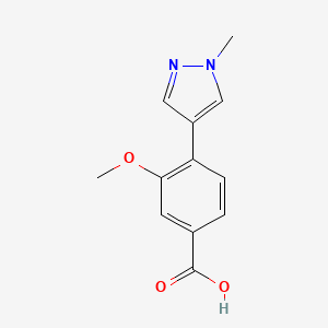 molecular formula C12H12N2O3 B8168232 3-methoxy-4-(1-methyl-1H-pyrazol-4-yl)benzoic acid 
