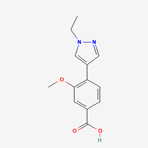 molecular formula C13H14N2O3 B8168233 4-(1-Ethyl-1H-pyrazol-4-yl)-3-methoxybenzoic acid 