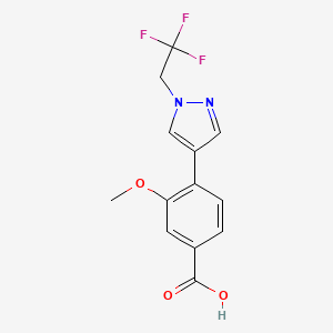 molecular formula C13H11F3N2O3 B8168235 3-Methoxy-4-(1-(2,2,2-trifluoroethyl)-1H-pyrazol-4-yl)benzoic acid 