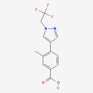 molecular formula C13H11F3N2O2 B8168242 3-Methyl-4-(1-(2,2,2-trifluoroethyl)-1H-pyrazol-4-yl)benzoic acid 