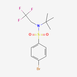 molecular formula C12H15BrF3NO2S B8168342 4-Bromo-N-tert-butyl-N-(2,2,2-trifluoro-ethyl)-benzenesulfonamide 