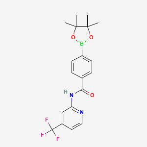 molecular formula C19H20BF3N2O3 B8168546 4-(4,4,5,5-Tetramethyl-1,3,2-dioxaborolan-2-yl)-N-(4-(trifluoromethyl)pyridin-2-yl)benzamide 