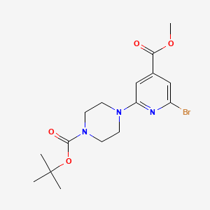 molecular formula C16H22BrN3O4 B8168624 4-(6-Bromo-4-methoxycarbonyl-pyridin-2-yl)-piperazine-1-carboxylic acid tert-butyl ester 