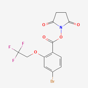 molecular formula C13H9BrF3NO5 B8168652 2,5-Dioxopyrrolidin-1-yl 4-bromo-2-(2,2,2-trifluoroethoxy)benzoate 