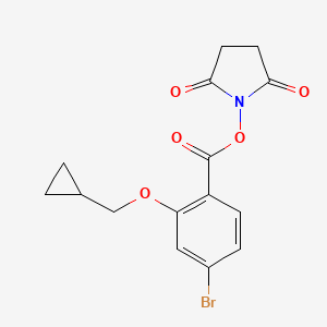 molecular formula C15H14BrNO5 B8168659 2,5-Dioxopyrrolidin-1-yl 4-bromo-2-(cyclopropylmethoxy)benzoate 