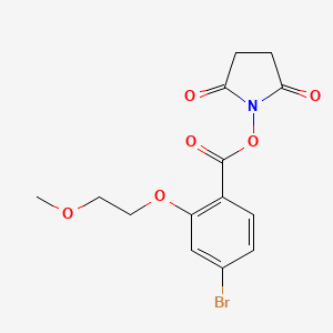 molecular formula C14H14BrNO6 B8168666 2,5-Dioxopyrrolidin-1-yl 4-bromo-2-(2-methoxyethoxy)benzoate 