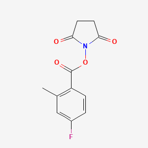 molecular formula C12H10FNO4 B8168691 2,5-Dioxopyrrolidin-1-yl 4-fluoro-2-methylbenzoate 