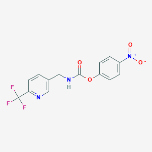 molecular formula C14H10F3N3O4 B8168716 4-Nitrophenyl ((6-(trifluoromethyl)pyridin-3-yl)methyl)carbamate 