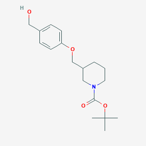 molecular formula C18H27NO4 B8168786 tert-Butyl 3-((4-(hydroxymethyl)phenoxy)methyl)piperidine-1-carboxylate 