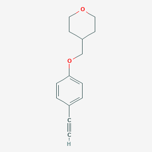 molecular formula C14H16O2 B8168793 4-((4-Ethynylphenoxy)methyl)tetrahydro-2H-pyran 