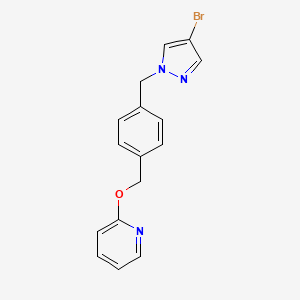molecular formula C16H14BrN3O B8169030 2-((4-((4-Bromo-1H-pyrazol-1-yl)methyl)benzyl)oxy)pyridine 