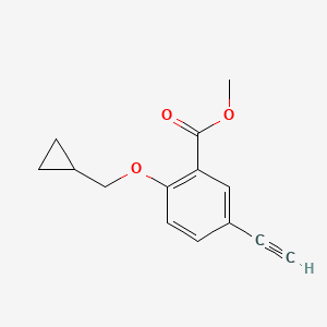 molecular formula C14H14O3 B8169076 Methyl 2-(cyclopropylmethoxy)-5-ethynylbenzoate 