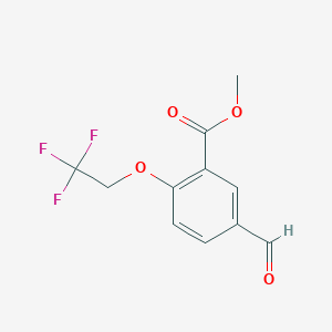 molecular formula C11H9F3O4 B8169109 Methyl 5-formyl-2-(2,2,2-trifluoroethoxy)benzoate 