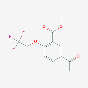 molecular formula C12H11F3O4 B8169131 Methyl 5-acetyl-2-(2,2,2-trifluoroethoxy)benzoate 