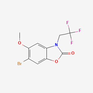 molecular formula C10H7BrF3NO3 B8169205 6-Bromo-5-methoxy-3-(2,2,2-trifluoroethyl)benzo[d]oxazol-2(3H)-one 