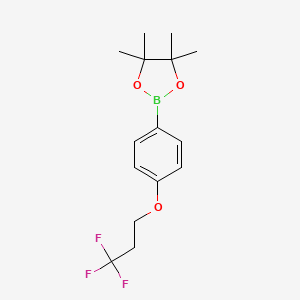molecular formula C15H20BF3O3 B8169239 4,4,5,5-Tetramethyl-2-(4-(3,3,3-trifluoropropoxy)phenyl)-1,3,2-dioxaborolane 