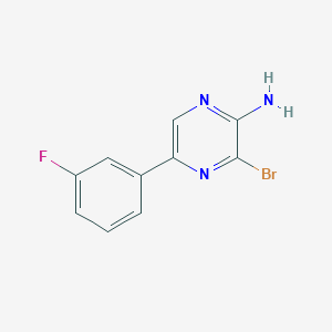 molecular formula C10H7BrFN3 B8169345 3-Bromo-5-(3-fluorophenyl)pyrazin-2-amine 