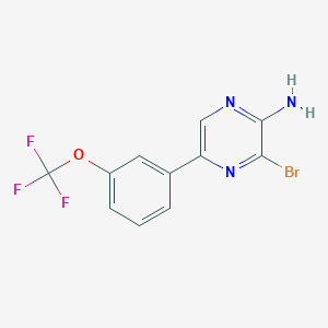molecular formula C11H7BrF3N3O B8169347 3-Bromo-5-(3-(trifluoromethoxy)phenyl)pyrazin-2-amine 