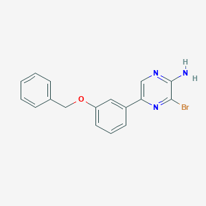 molecular formula C17H14BrN3O B8169353 5-(3-(Benzyloxy)phenyl)-3-bromopyrazin-2-amine 