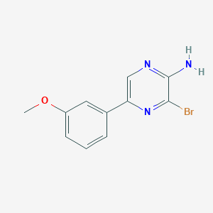 molecular formula C11H10BrN3O B8169355 3-Bromo-5-(3-methoxyphenyl)pyrazin-2-amine 