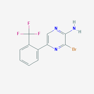 molecular formula C11H7BrF3N3 B8169362 3-Bromo-5-(2-(trifluoromethyl)phenyl)pyrazin-2-amine 