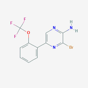 molecular formula C11H7BrF3N3O B8169366 3-Bromo-5-(2-(trifluoromethoxy)phenyl)pyrazin-2-amine 