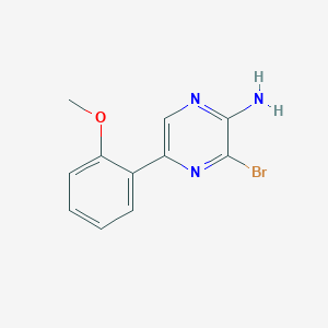 molecular formula C11H10BrN3O B8169369 3-Bromo-5-(2-methoxyphenyl)pyrazin-2-amine 