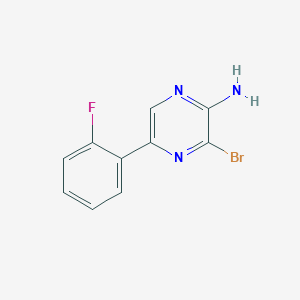 molecular formula C10H7BrFN3 B8169372 3-Bromo-5-(2-fluorophenyl)pyrazin-2-amine 