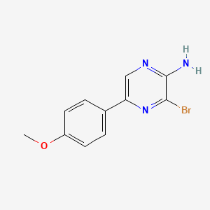 molecular formula C11H10BrN3O B8169378 2-Amino-3-bromo-5-(4-methoxyphenyl)pyrazine 