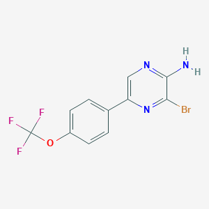molecular formula C11H7BrF3N3O B8169379 3-Bromo-5-(4-(trifluoromethoxy)phenyl)pyrazin-2-amine 