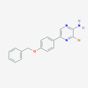 molecular formula C17H14BrN3O B8169384 5-(4-(Benzyloxy)phenyl)-3-bromopyrazin-2-amine 