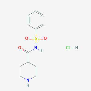 molecular formula C12H17ClN2O3S B8169391 N-(Phenylsulfonyl)piperidine-4-carboxamide hydrochloride 