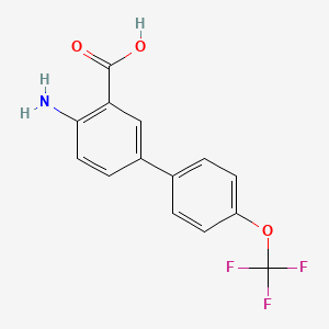 molecular formula C14H10F3NO3 B8169419 4-Amino-4'-(trifluoromethoxy)-[1,1'-biphenyl]-3-carboxylic acid 