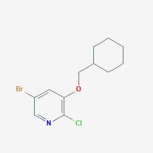 molecular formula C12H15BrClNO B8169536 5-Bromo-2-chloro-3-(cyclohexylmethoxy)pyridine 
