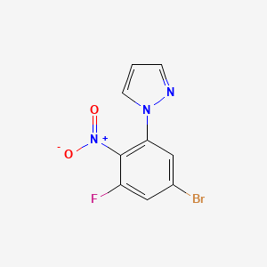 molecular formula C9H5BrFN3O2 B8169581 1-(5-Bromo-3-fluoro-2-nitro-phenyl)-1H-pyrazole 