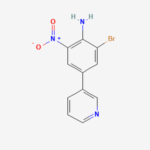 molecular formula C11H8BrN3O2 B8169587 2-Bromo-6-nitro-4-pyridin-3-yl-phenylamine 