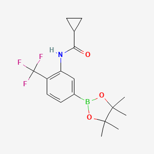 molecular formula C17H21BF3NO3 B8169591 N-(5-(4,4,5,5-tetramethyl-1,3,2-dioxaborolan-2-yl)-2-(trifluoromethyl)phenyl)cyclopropanecarboxamide 
