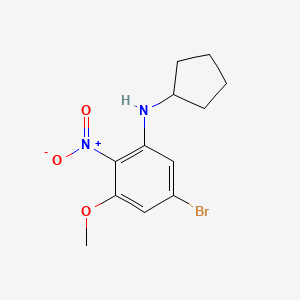 molecular formula C12H15BrN2O3 B8169651 (5-Bromo-3-methoxy-2-nitro-phenyl)-cyclopentyl-amine 