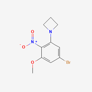 molecular formula C10H11BrN2O3 B8169654 1-(5-Bromo-3-methoxy-2-nitro-phenyl)-azetidine 