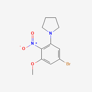 molecular formula C11H13BrN2O3 B8169658 1-(5-Bromo-3-methoxy-2-nitro-phenyl)-pyrrolidine 