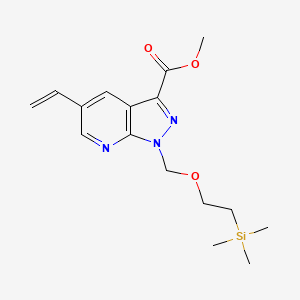molecular formula C16H23N3O3Si B8169765 Methyl 1-((2-(trimethylsilyl)ethoxy)methyl)-5-vinyl-1H-pyrazolo[3,4-b]pyridine-3-carboxylate 