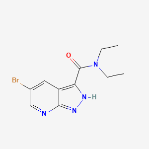 molecular formula C11H13BrN4O B8169813 5-Bromo-N,N-diethyl-1H-pyrazolo[3,4-b]pyridine-3-carboxamide 
