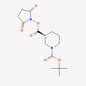 molecular formula C15H22N2O6 B8169842 (S)-1-tert-butyl 3-(2,5-dioxopyrrolidin-1-yl) piperidine-1,3-dicarboxylate 