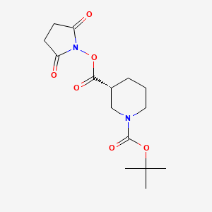 molecular formula C15H22N2O6 B8169849 (R)-1-tert-butyl 3-(2,5-dioxopyrrolidin-1-yl) piperidine-1,3-dicarboxylate 