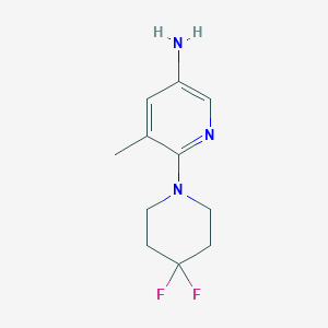 molecular formula C11H15F2N3 B8169863 6-(4,4-Difluoropiperidin-1-yl)-5-methylpyridin-3-amine 