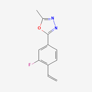 molecular formula C11H9FN2O B8169865 2-(3-Fluoro-4-vinylphenyl)-5-methyl-1,3,4-oxadiazole 