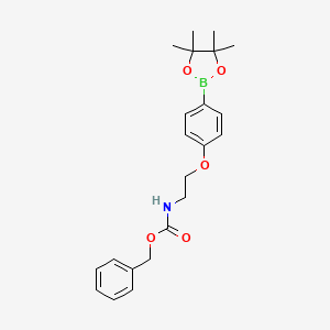 molecular formula C22H28BNO5 B8169980 Benzyl (2-(4-(4,4,5,5-tetramethyl-1,3,2-dioxaborolan-2-yl)phenoxy)ethyl)carbamate 