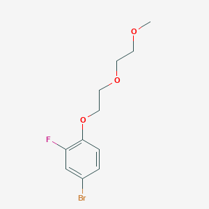molecular formula C11H14BrFO3 B8169990 4-Bromo-2-fluoro-1-(2-(2-methoxyethoxy)ethoxy)benzene 