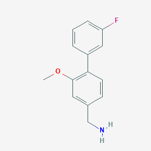 molecular formula C14H14FNO B8170037 (3'-Fluoro-2-methoxy-[1,1'-biphenyl]-4-yl)methanamine 