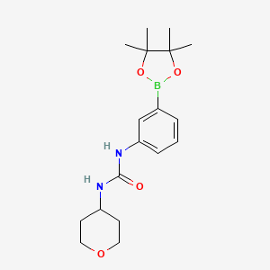 molecular formula C18H27BN2O4 B8170081 1-(Tetrahydro-pyran-4-yl)-3-[3-(4,4,5,5-tetramethyl-[1,3,2]dioxaborolan-2-yl)-phenyl]-urea 